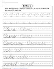 Further Practice for Cursive C