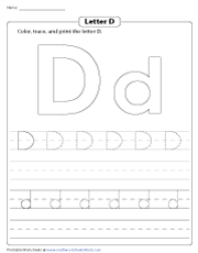 Coloring, Tracing, and Printing Letter D