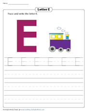 Tracing and Writing Uppercase E