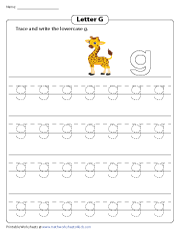 Tracing and Writing Lowercase G