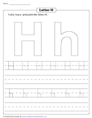 Coloring, Tracing, and Printing Letter H