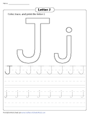 Coloring, Tracing, and Printing Letter J
