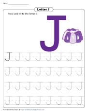 Tracing and Writing Letter J