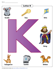 Letter K Chart | Recognizing Letter K