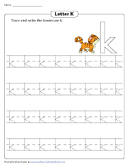 Tracing and Writing Lowercase K