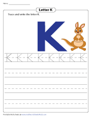 Tracing and Writing Letter K