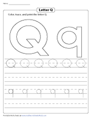 Coloring, Tracing, and Printing Letter Q