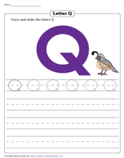 Tracing and Writing Letter Q
