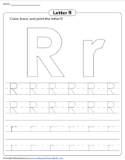 Coloring, Tracing, and Printing Letter R