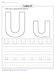 Coloring, Tracing, and Printing Letter U