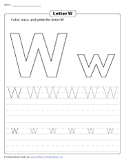 Coloring, Tracing, and Printing Letter W