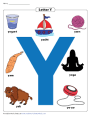 Letter Y Chart | Recognizing Letter Y