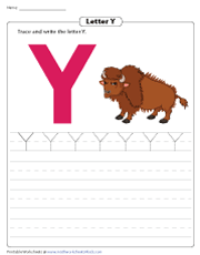Tracing and Writing Letter Y