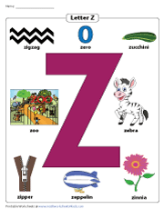 Letter Z Chart | Recognizing Letter Z