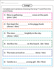 Completing Sentences with Long I Words