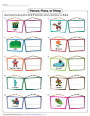 Person, Place, or Thing Worksheets