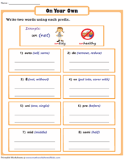Create words using Prefixes