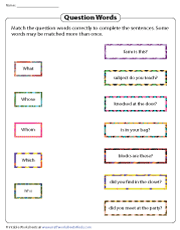 question words worksheets