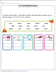 R-Controlled Vowel Worksheets