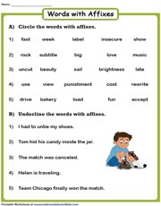 Identify Words with Affixes