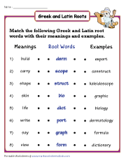 Latin and Greek Roots Match