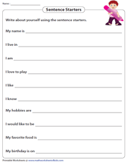 Writing Sentences Worksheets
