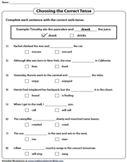 Shift in Verb Tenses Worksheets