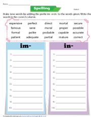 Unit D34 | Sight Words and Prefixes im- and in-