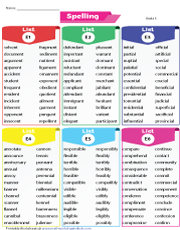 Spelling Words List | Level E