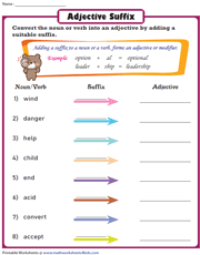Suffixes that make Adjectives