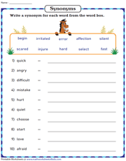 Write Synonyms using Word Box