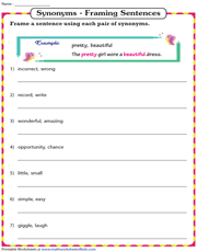 Writing Sentences using Synonyms