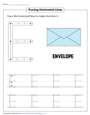 Making the Letter E by Tracing Horizontal Lines