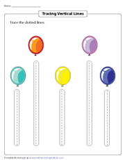 Tracing Vertical Lines | Balloon-Themed