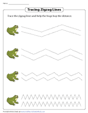 Tracing Zigzag Lines Frog Theme
