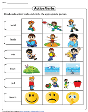 Circling Pictures That Describe Action Verbs