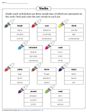 Identifying & Coloring Verb Synonyms
