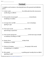 Verbals Worksheets