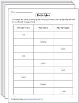 Participle Worksheets