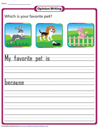First Grade Opinion Writing Prompts