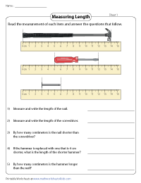 Measuring and Comparing Lengths - Centimeters