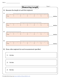 Measuring Line Segment: With Ruler | Customary Units