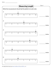 Reading Rulers - Whole Inches