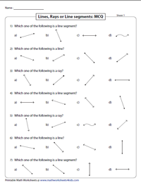 Lines, Rays and Line segments Worksheets