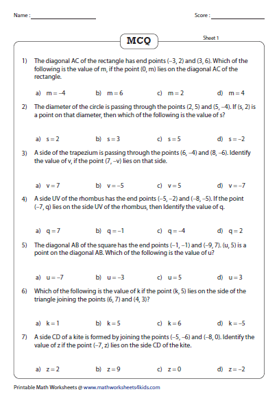 Equation of a Line Passing Through Two Points Worksheets