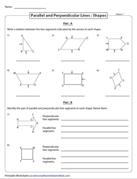 Parallel, Perpendicular and Intersecting Lines Worksheets