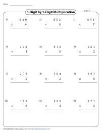 Column Multiplication | 3-Digit by 1-Digit Numbers