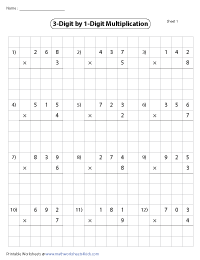 3-Digit by 1-Digit Multiplication | Using Grids