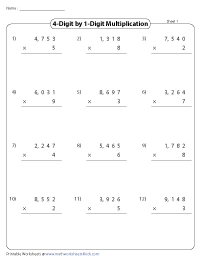 Column Multiplication | 4-Digit by 1-Digit Numbers