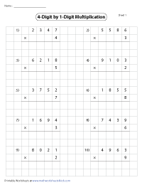 Multiplying 4-Digit Numbers by 1 Digit Numbers Using Grids